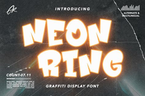 Neon Ring - Free Graffiti Display Font on Behance Neon Type Design, 3d Ibis Paint, Number 2 Font, Street Typography, Neon Font, Neon Ring, Font Logo Design, Font App, Marble Iphone Wallpaper