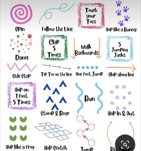 Obstacle Course Ideas For Preschoolers, Hopscotch Obstacle Course, Sidewalk Chalk Hopscotch, Chalk Art Obstacle Course, Pre K Obstacle Course, At Home Obstacle Course, Chalk Outdoor Activities, Gross Motor Obstacle Course, Side Walk Chalk Obstacle Course Ideas