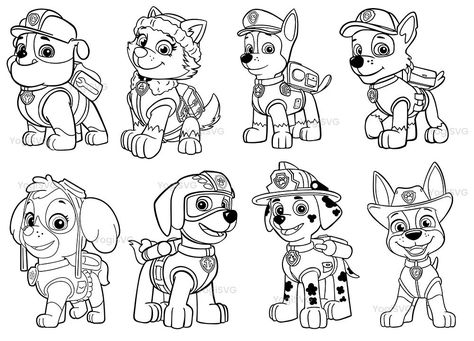 Paw Patrol Png, Paw Patrol Printables, Zuma Paw Patrol, Ryder Paw Patrol, Rubble Paw Patrol, Everest Paw Patrol, Skye Paw, Paw Patrol Characters, Paw Patrol Coloring