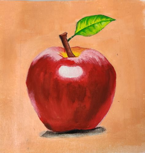 Apple drawing Apple Value Drawing, Apple Painting Easy, How To Draw An Apple Tree, Apple Pastel Drawing, Drawing An Apple, Apple Drawing Reference, Apple Oil Pastel, Apple Tree Drawing, Apple Artwork