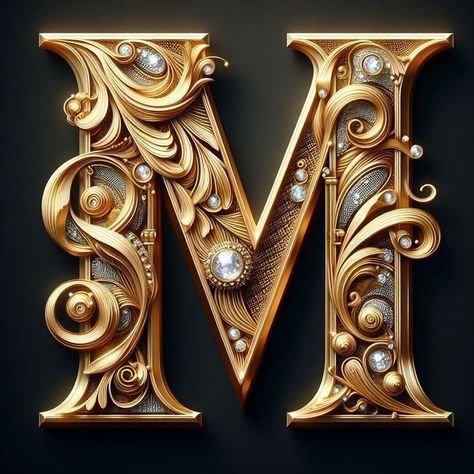 Fancy Letter M, Dollars Money Wallpaper, Gold Digital Art, Epoxy Floor Designs, M Letter Images, The Letter M, Letter Art Design, Letter Images, New Gold Jewellery Designs