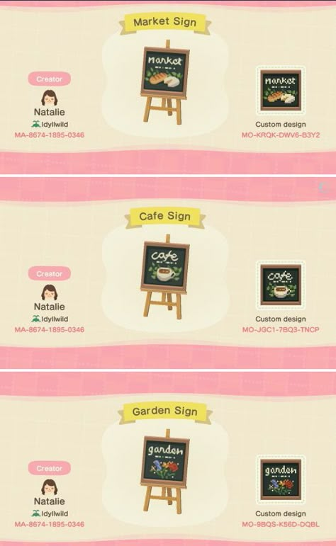 Animal Crossing Cafe, Cottagecore Animal Crossing, Animal Crossing Qr Codes, Acnh Cottagecore, Ac New Leaf, Cafe Sign, Crossing Sign, Animal Crossing Guide, Animal Crossing Qr Codes Clothes