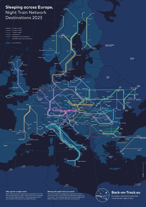 New Map Shows All The Sleeper and Night Train Routes Across Europe Train Map, Europe Train, Train Route, Night Train, Route Map, Europe Map, Luxury Cruise, Sustainable Travel, Next Holiday