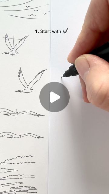 Drawing Birds Tutorial, Drawing A Bird, Bird Doodles, Simple Bird Drawing, Bird Pencil Drawing, Draw A Bird, Beginner Drawing Lessons, Drawing Desk, Sketching Tips