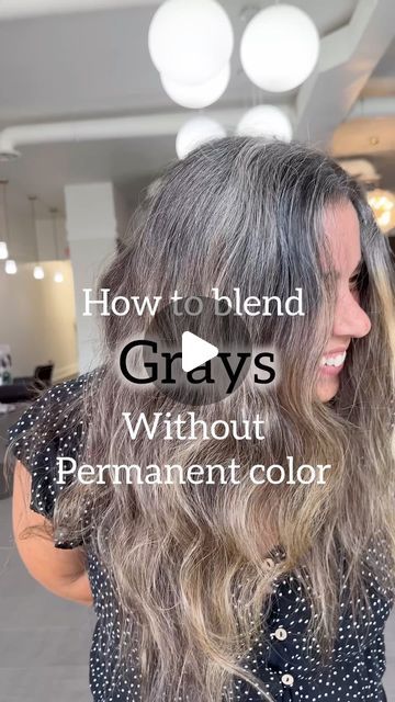 Natural Grey With Lowlights, Pearl Grey Hair, Gray Roots Blending Blonde, Gray Hair Color Ideas Over 50, Henna On Grey Hair, Ash Hair Color Ideas, Gray Highlights Brown Hair Over 50, Blonde Grey Blending, Grey Hair For Warm Skin Tones