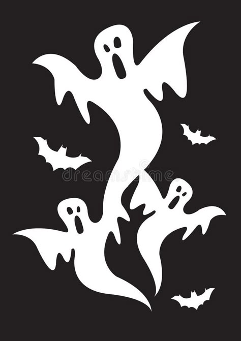 Bats Illustration, Shadow Ghost, Halloween Ghost Craft, Halloween Shadow, Ghost Silhouette, Vintage Halloween Images, Ghost Crafts, Bat Silhouette, Cartoon Ghost