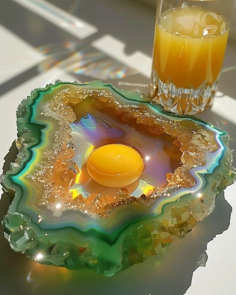 𝙱𝚛𝚎𝚊𝚔𝚏𝚊𝚜𝚝 𝚒𝚜 𝚜𝚎���𝚛𝚟𝚎𝚍 🍳🍊💎 #Eggs #Geode #Crystals #Breakfast #Iridescent #IridescentAIArt #IridescentArt #SaturdayMood #SaturdayVibes #Weekend #OrangeJuice Geode Crystals, Travel Aesthetic, Drinks, Crystals, Travel, On Instagram, Quick Saves, Instagram, Art