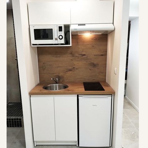 Tiny Kitchen Inspiration, Kitchenette Studio, Small Kitchen Units, Studio Kitchenette, Functional Closet, Small Kitchen Design Apartment, Kitchenette Design, Space Saving Furniture Bedroom, Tiny Kitchen Design