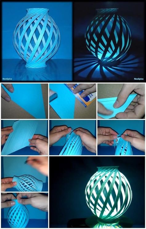 how-to-make-paper-lamp-ball-twist-spiral Paper Lanterns Diy, Kraf Kertas, Diy Lampe, Rope Diy, Folding Origami, Paper Balls, Paper Lampshade, Diy Lanterns, 3d Origami