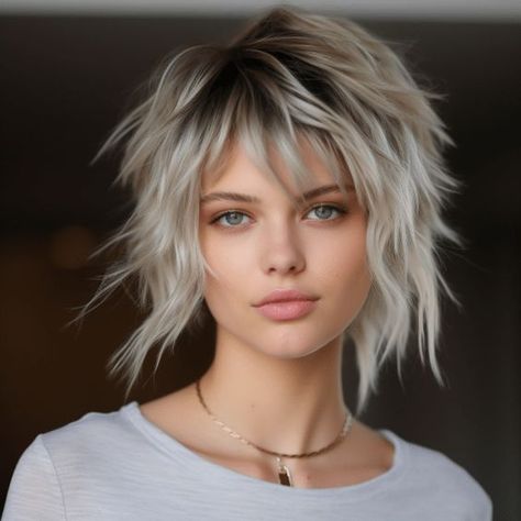 27 Cute Wolf Haircut Ideas for Short Hair Haircut Ideas For Short Hair, Cute Wolf, Rocker Hair, Wolf Haircut, Funky Short Hair, Grey Hair Inspiration, Ideas For Short Hair, Short Shag Hairstyles, Choppy Hair