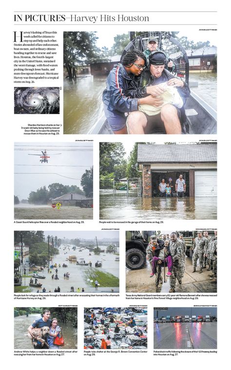 IN PICTURES—Harvey Hits Houston｜The Epoch Times #newspaper #editorialdesign Photo Essay Layout Design, Photo Essay Ideas, Pictures Layout, Essay Layout, Newspaper Pictures, Newspaper Design Layout, Essay Ideas, Newspaper Photo, Times Newspaper