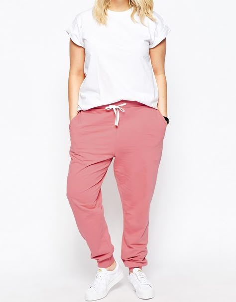 Image 2 of ASOS CURVE Sweat Pant With Contrast Tie Jogger Outfit, Plus Zise, Creative Clothing, Outfits Curvy, Sweat Pant, Joggers Outfit, Tomboy Outfits, Androgynous Fashion, Asos Curve