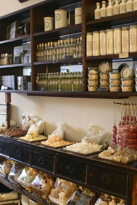 Beautifully displayed Apothecary Design, Apothecary Decor, Soap Display, Herb Shop, Apothecary Cabinet, Herbal Apothecary, Soap Shop, Store Displays, Bath Products