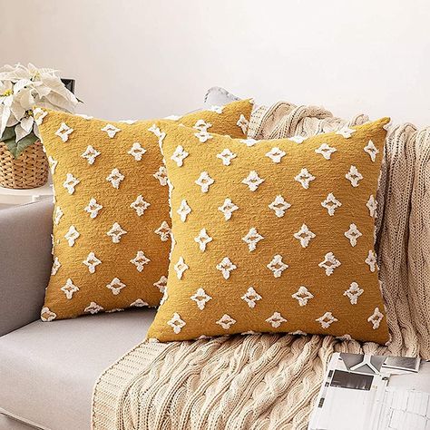 MIULEE Set of 2 Fall Decorative Throw Pillow Covers Rhombic Jacquard Pillowcase Soft Square Cushion Case for Couch Sofa Bed Bedroom Living Room, 16x16 Inch, Yellow : Amazon.ca: Home Fall Couch, Sofa Bed Bedroom, Couch Pillow Covers, Fall Throw Pillows, Star Cushion, Boho Throw Pillows, Bed Bedroom, Linen Throw Pillow, Sofa Couch Bed