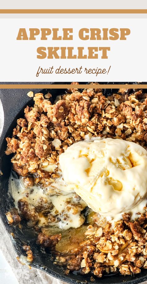 This Apple Crisp Skillet Recipe has the best flavor! The crunchy top with the sweet apples will have you hooked. Iron Skillet Apple Crisp, Skillet Apple Crisp, Sweet Potato Breakfast Hash, Skillet Cookie Recipe, Skillet Desserts, Easy Apple Crisp Recipe, Sweet Apples, Sweet Potato Skillet, Apple Crisp Easy