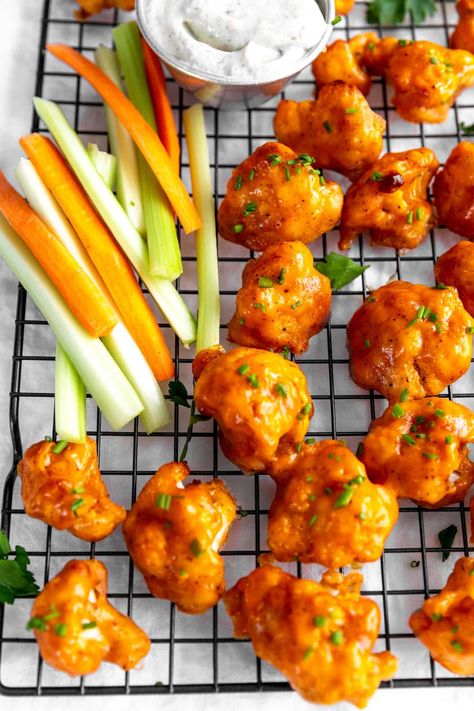 Tender, crispy cauliflower florets breaded to perfection and brushed with tangy buffalo sauce. The perfect game day snack! #buffalocauliflower #cauliflowerrecipe #veganrecipe #veganappetizer #gameday Crispy Cauliflower, Cauliflower Bread, How To Make Buttermilk, Silken Tofu, Buffalo Cauliflower, Baked Cauliflower, Game Day Snacks, Vegan Appetizers, Buffalo Sauce