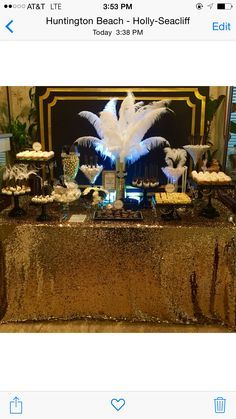 Great Gatsby Wedding Dessert/Candy Buffet Table by Bizzie Bee Creations #greatgatsbywedding #greatgatsby Harlem Nights Theme Party, Gatsby Sweet 16, Harlem Nights Party, Harlem Nights Theme, Candy Buffet Table, Gatsby Birthday, Speakeasy Party, Theme Party Ideas, 20s Wedding