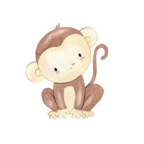 Monkey Watercolor, Single Pictures, Monkey Drawing, Monkey Illustration, Illustration For Kids, Animal Wall Art Nursery, Ipad Drawings, Cute Monkey, Kids Fabric