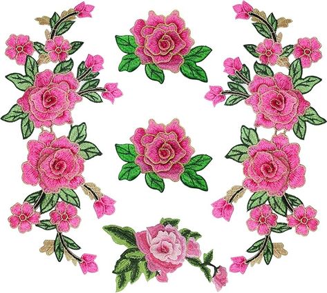 Amazon.com: ZZXLLRO 5Pcs Rose Flower Iron On Patches, Pink Floral Embroidered Patches Applique Sewing Patches for Dress Clothing, Bags, Jackets, Jeans DIY Embellishments Craft Decoration (Need to sew) : Arts, Crafts & Sewing Sewing Patches, Diy Embellishments, Applique Sewing, Craft Decoration, Jeans Diy, Sew On Patches, Crafts Sewing, Iron On Patches, Embroidered Patches