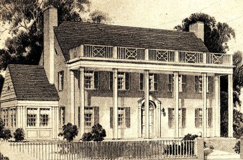 The Jefferson: A True Example of Southern Colonial Architecture | Sears Modern Homes Sears Roebuck House, Sears House Plans, Americana House, Sears House, Sears Homes, Southern Colonial, Fancy Writing, Flip House, Porch Railing