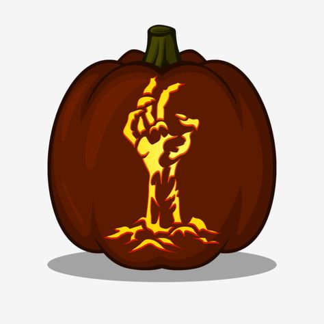 Pumpkin Carving Graveyard, Zombie Pumpkin Carving, Zombie Pumpkins, Pumpkin Cravings, Creepy Hand, Halloween Pumpkin Carving Stencils, Carving Stencils, Pumpkin Mask, Pumpkin Carving Ideas