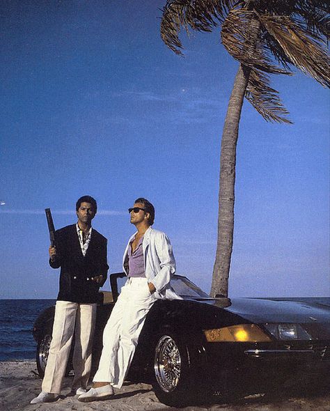 Miami Vice; Don Johnson and Philip Michael Thomas; premiered September 16, 1984; NBC. Miami Vice Ferrari, Crockett And Tubbs Miami Vice, Miami Vice Don Johnson, Don Johnson Miami Vice, Iconic People, Michael Thomas, New Retro Wave, Don Johnson, Miami Vice