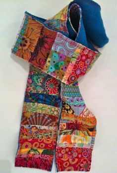 Quilt Scarf, Scrappy Scarf, Scrap Scarf, Wee Folk Art, Sewing Scarves, Flannel Scarf, Wee Folk, Patchwork Scarf, Ports 1961