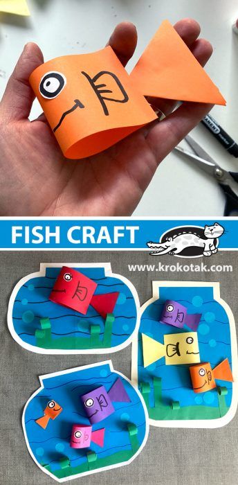 Fish Kindergarten Craft, Fish Craft For Kindergarten, Storytime Crafts Preschool, Make Fish Crafts, Paper Crafts For Kindergarteners, F For Fish Craft, Summer Kids Art Projects, Fish Making With Paper, Craft Fish For Kids