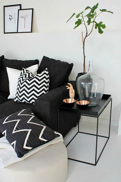 Hay Tray Table, Small Shelving Unit, Black Sofa Living Room Decor, Hay Table, Hay Tray, Urban Home Design, Black Sofa Living Room, White Sofa Living Room, Tray Tables