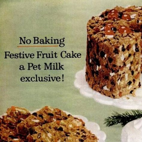 No Bake Fruit Cake, Fruit Cake Christmas, Fruitcake Recipes, Baked Fruit, Food Ads, Retro Recipes, Old Recipes, Holiday Cooking, Vintage Recipes