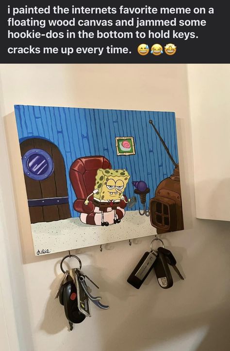 Spongebob Birthday Party Decorations, Spongebob Birthday Party, Spongebob Painting, Cute Canvas Paintings, Canvas Painting Designs, Cute Canvas, Spongebob Memes, Future Apartment, Foto Ideas Instagram