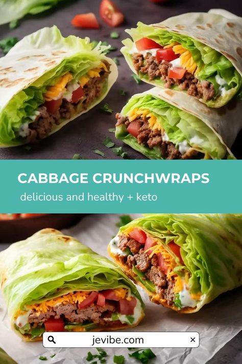 Irresistible Keto Cabbage Crunchwraps | Healthy & Flavorful Gyro Wrap, Keto Cabbage, Carb Alternatives, Wholesome Food, Flavorful Recipes, Healthy Alternatives, Healthy Options, Low Carb Diet, Lettuce