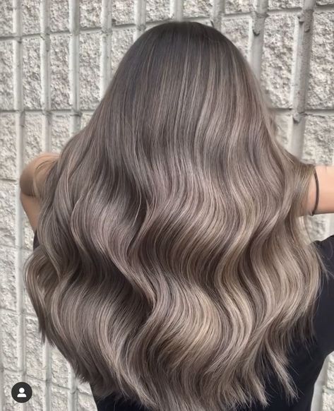 Pretty Hair Color Ideas For Brunettes Highlights, Sand Brown Hair Color, Ash Mushroom Hair, Light Brown Toned Hair, Ash Beige Hair Color, Smoky Beige Hair, Ash Blonde Hair Asian, Ashy Beige Hair, Light Mushroom Brown Hair Color