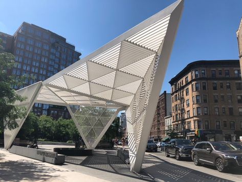 The AIDS memorial at St Vincent’s triangle. — A Gathering of the Tribes Magazine Triangle Canopy, Triangle Structure, The Normal Heart, Park Entrance, Normal Heart, Stadium Design, Public Place, Saint Vincent, Walt Whitman