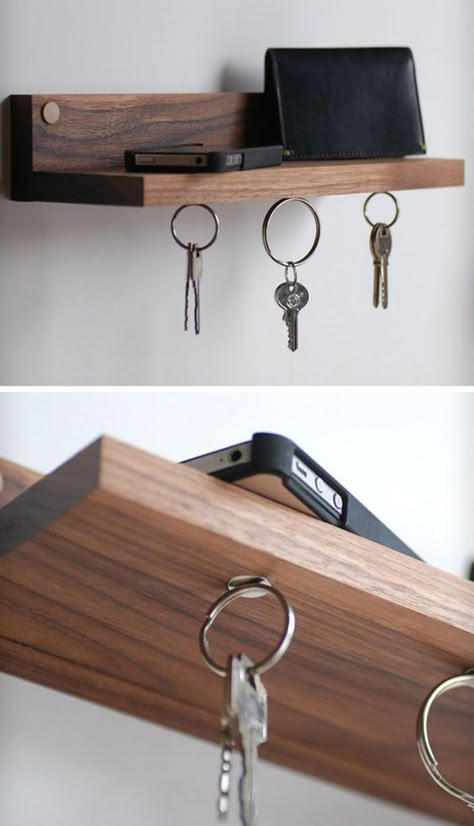 Key Holder Diy, Koti Diy, Entryway Organizer, Organizer Shelf, Loft House, Key Holders, Diy Holder, Diy Holz, Wood Craft