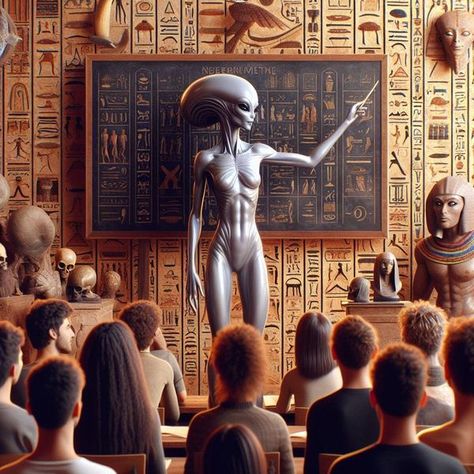 Egyptian Alien, Ancient Astronaut Theory, Black Power Art, Egypt Concept Art, Extraterrestrial Life, Alien Life Forms, Ancient Astronaut, Grey Alien, Arte Alien