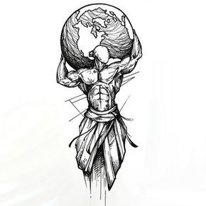 Sketchy Man Holding Earth Tattoo Design Tato Salib, Masculine Tattoos, Earth Tattoo, Kunst Tattoos, Men Tattoos, Strength Tattoo, Inspiration Tattoos, Geniale Tattoos, Best Sleeve Tattoos