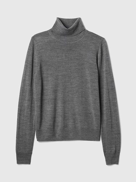 Merino Turtleneck Sweater | Gap Soft Wool Sweater, 2024 Wardrobe, Gray Turtleneck, Wardrobe Capsule, Sweater Turtleneck, Grey Turtleneck, Gray Sweater, September 2024, Soft Wool