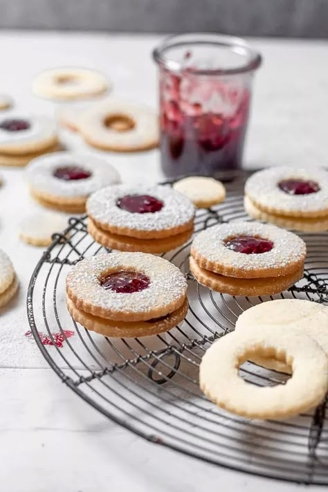 Jam Filled Cookies | Baker Street Society Jam Jam Cookies Recipes, Butter Cookie With Jam, Cookies With Fig Jam, Jam Filled Shortbread Cookies, Jam Biscuits Recipe, Jam Filled Cookies Recipe, Cookies With Jam In The Middle, Jelly Filled Cookies, Jam Jam Cookies