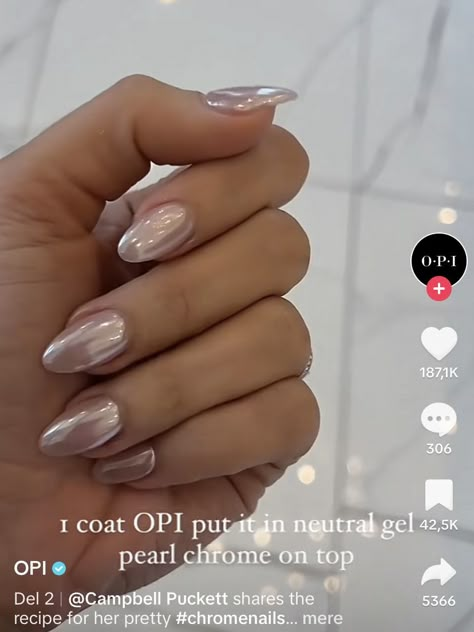 Put It In Neutral Chrome Nails, Put It In Neutral With Chrome, Put It In Neutral Opi Chrome, Toffee Chrome Nails, Put It In Neutral Chrome, Opi Chrome Nails, Neutral Chrome Nails, Put It In Neutral Opi, Pearl Chrome Nails