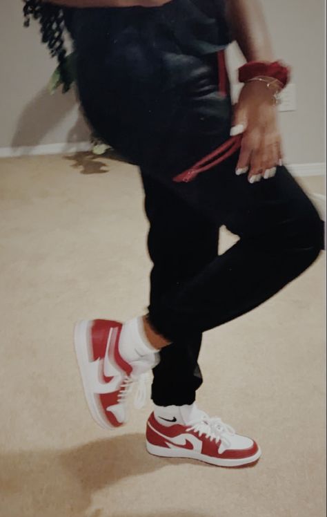 Red Jordan Low Outfit, Low Top Jordan 1 Outfit, Jordan 1 Low Gym Red Outfit, Jordan 1 Low Red Outfit, Nike Air Jordan 1 Low Outfit, Jordan 1 Lows Outfit Women, Air Jordan 1 Low Outfit Women, Air Jordan 1 Low Red Women, Fall Chill Outfits