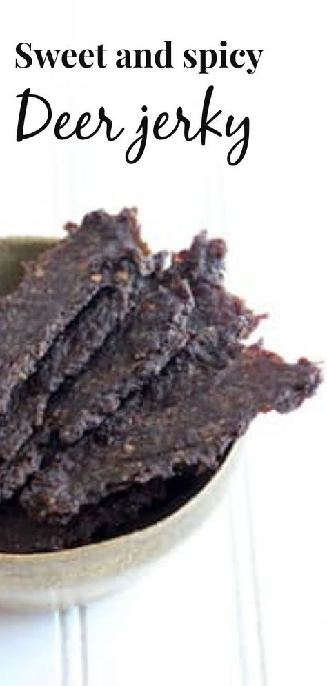 Sweet And Spicy Deer Jerky Recipe, Jerky Seasoning Recipe, Ground Beef Jerky Recipe, Jerky Recipes Dehydrator, Deer Jerky Recipe, Venison Jerky Recipe, Jerkey Recipes, Deer Jerky, Jerky Marinade