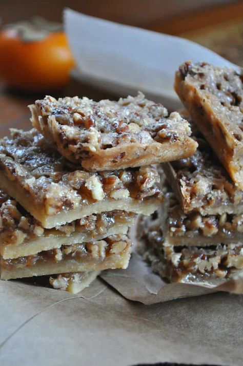 Vegan Crispy Pecan Pie Squares - Rabbit and Wolves Pecan Pie Squares, Vegan Fall Dessert, Pie Squares, Rabbit And Wolves, Vegan Pecan, Raisin Recipes, Vegan Bar, Pecan Pie Bars, Pie Bars