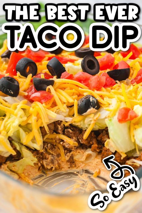 Beef Taco Dip, Taco Dips, Ground Beef Taco Dip, Dip Night, Taco Salad Dip, Hot Taco Dip, Taco Appetizers, Newest Ideas, Layered Taco