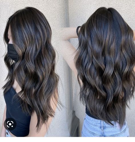 Hair Color Inspo 2023, Low Lights For Black Hair, Dark Brown Lowlights, Dark Brown Hair With Low Lights, Dark Hair With Lowlights, Lowlights Hair, Dark Brown Hair With Highlights, Brown Hair With Lowlights, Brown Hair With Highlights And Lowlights