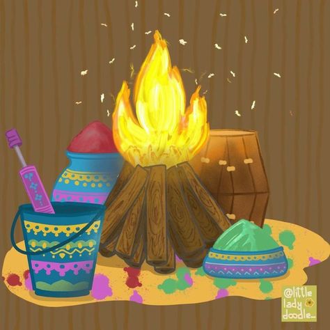 holika dahan illustration by littleladydoodle_ Holika Dahan, Holi Wishes, Drawing For Kids, Aurora Sleeping Beauty, Disney Princess, Disney Characters, Disney, Drawings