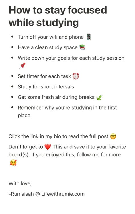 How to stay focused while studying, study tips, study motivation How To Be More Focused In Studies, How To Be Serious In Studies, How To Study When You Cant Focus, Ways To Focus On Studying, How To Focus While Studying, How To Focus On School, How To Focus In Class Tips, Tips To Focus On Yourself, How Study