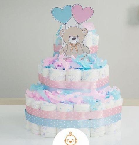 Pampers Cake, Pamper Cake, Bolo Fake, Baby Diy, Diaper Cakes, Reveal Ideas, Diy Baby Stuff, Gender Reveal, Drawing Inspiration