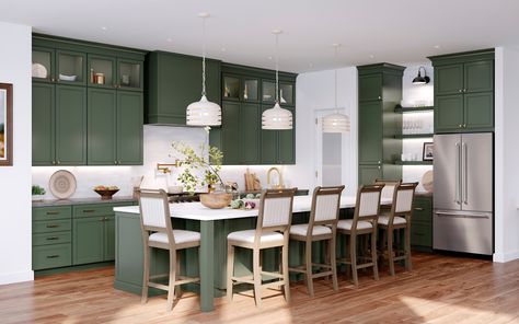 Dark green cabinets