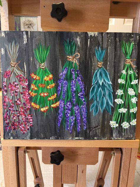 Herbs Painting Ideas On Canvas Garden, Herb Painting, Herb Painting Acrylic, Painting Herbs, Herbs Painting Acrylic, Herb Art For Kitchen, Herbs Artwork, Herbs Watercolor Paintings, Auction Themes